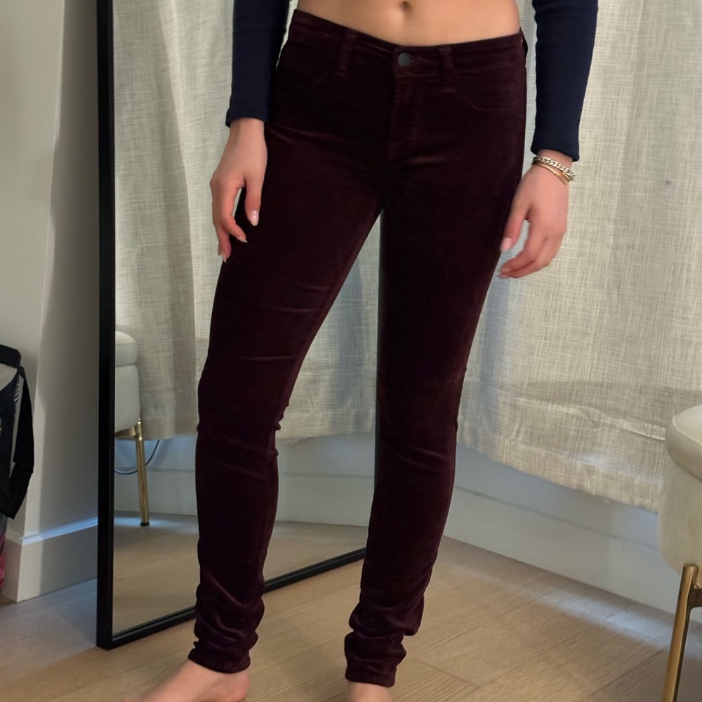 J Brand velvet burgundy skinny pant